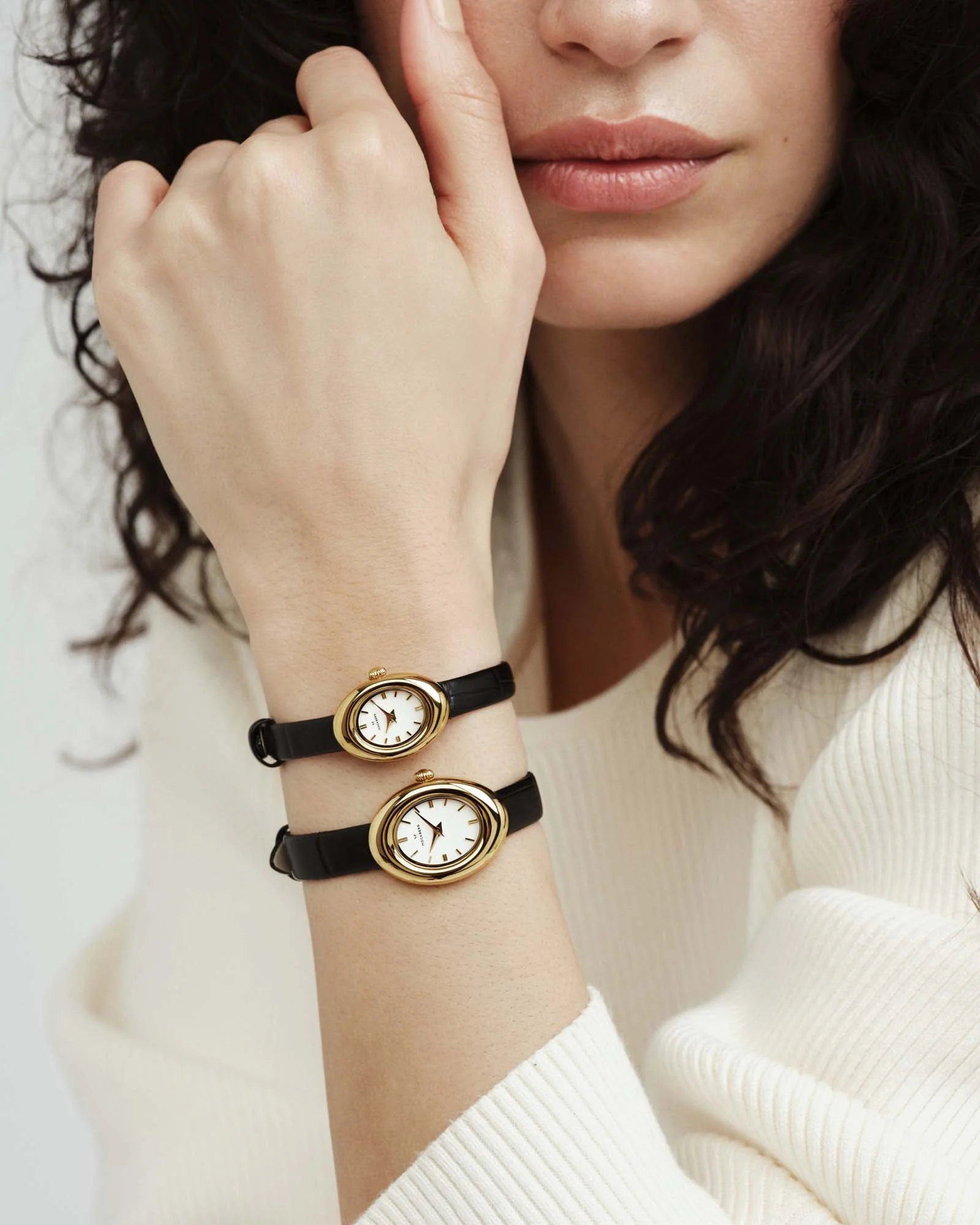 Belle Oval Petite Leather Watch - Image 6